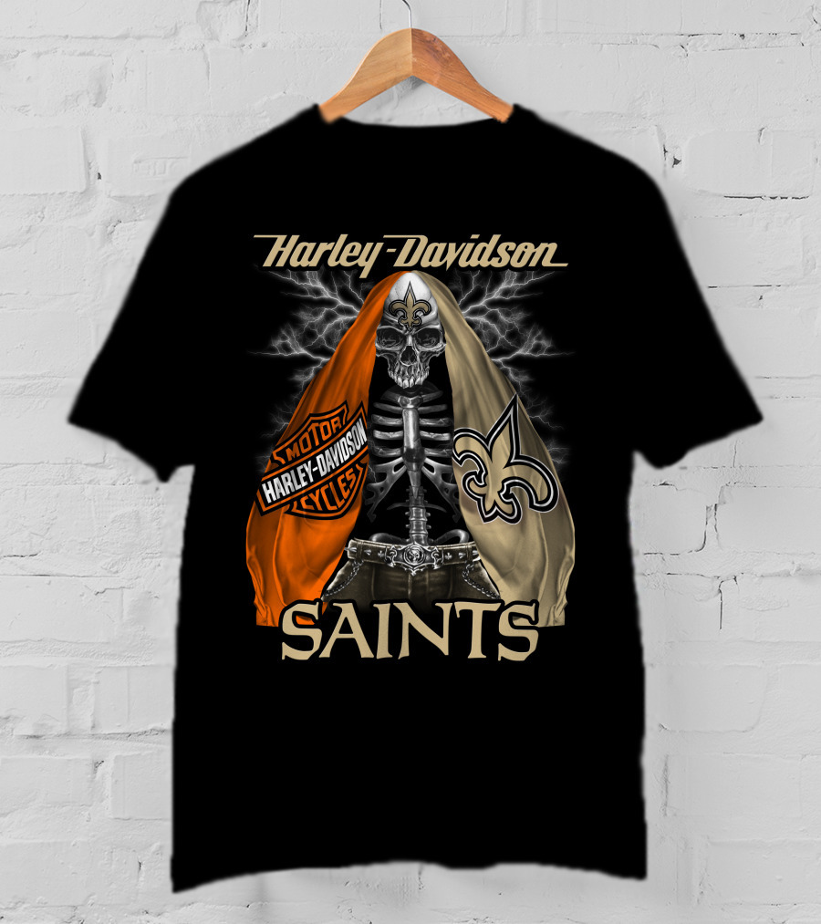 Harley Davidson Motorcycles New Orleans Saints T-Shirt