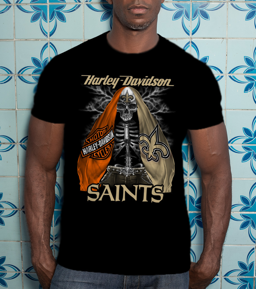 Harley Davidson Motorcycles New Orleans Saints T-Shirt