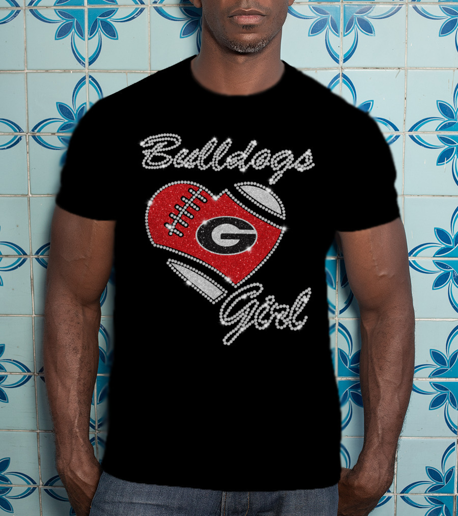 Bulldogs Girl Georgia Bulldogs Heart Football T-Shirt