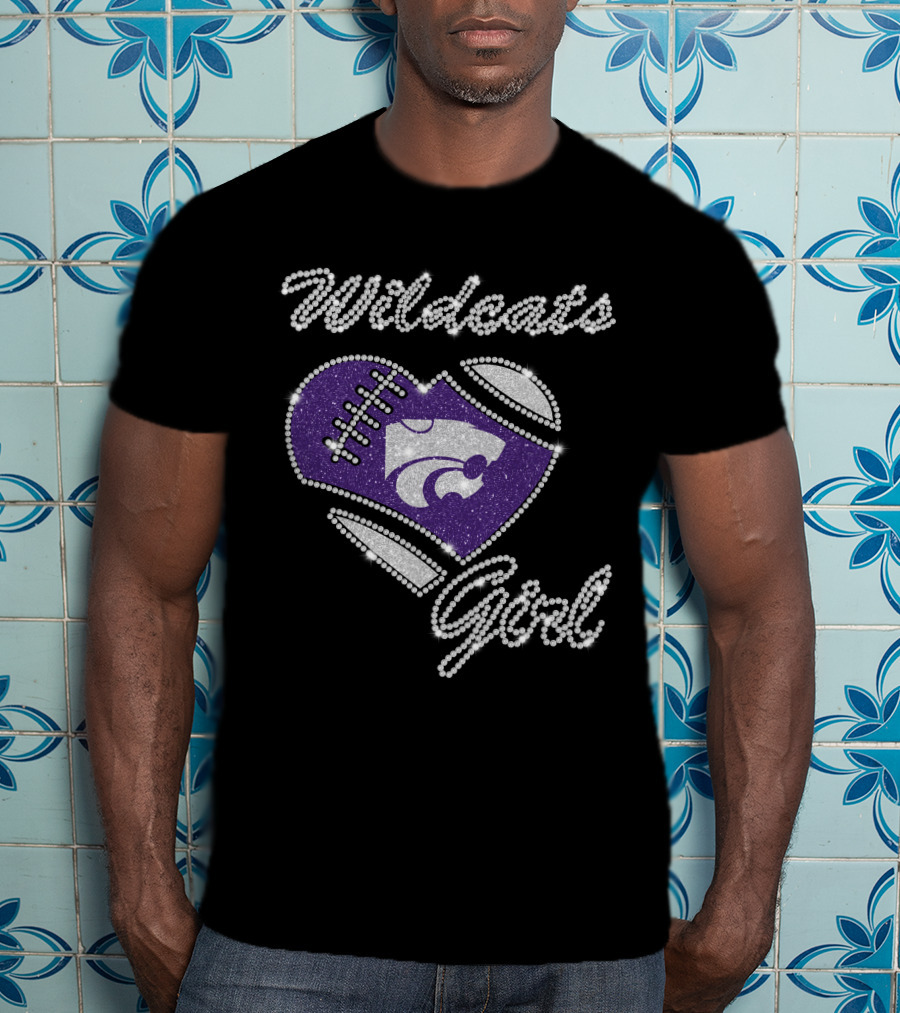 Wildcats Girl Kansas State Heart Football T-Shirt