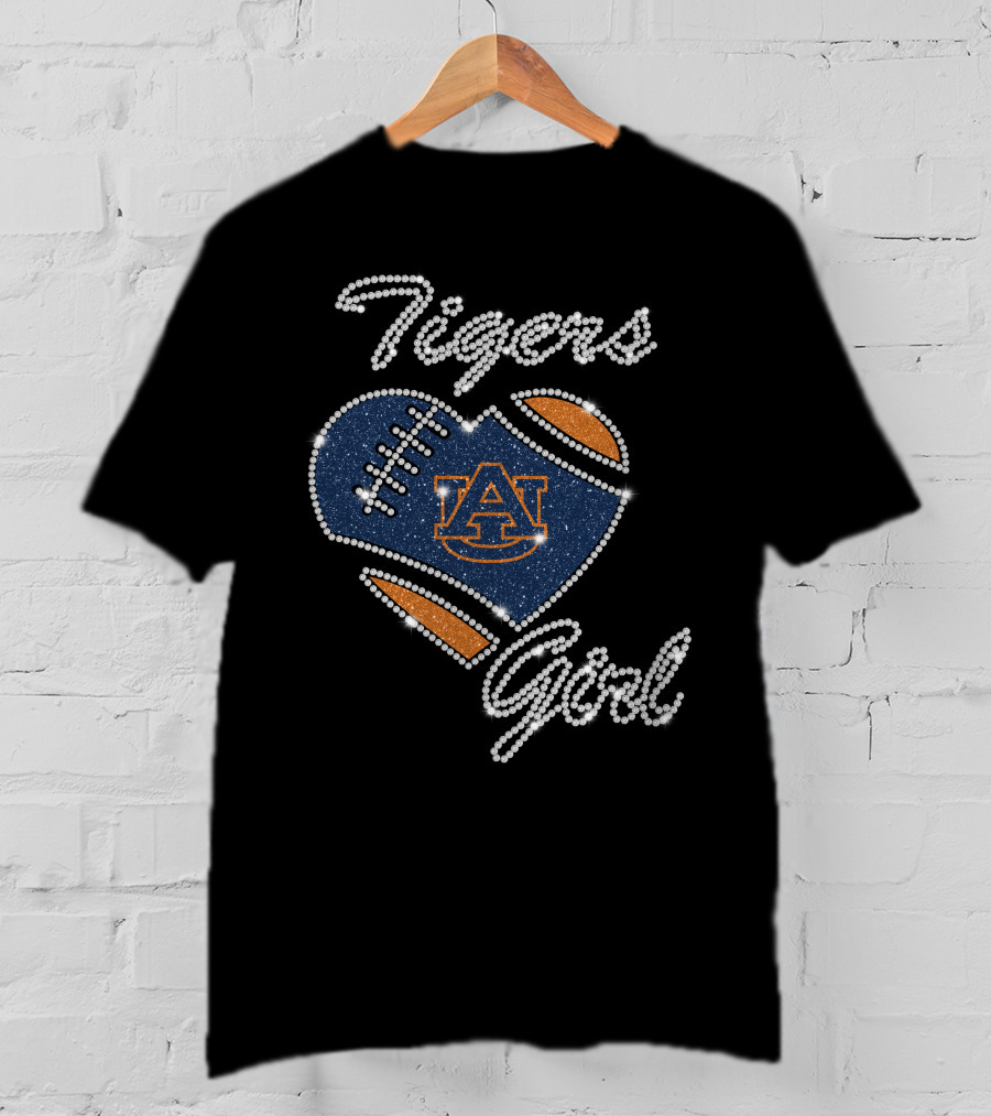 Auburn Tigers Girl Football Heart T-Shirt