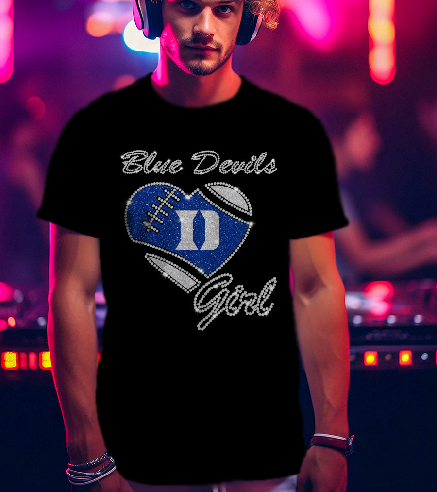 Blue Devils Girl D Football Heart T-Shirt