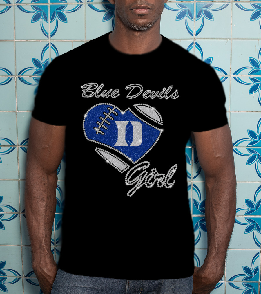 Blue Devils Girl D Football Heart T-Shirt