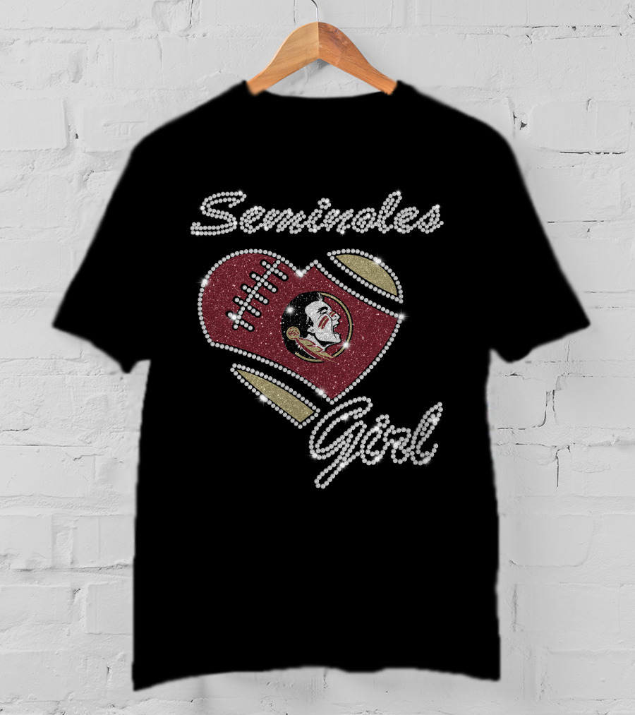 G1003 Florida State Seminoles Girl Football Heart T-Shirt