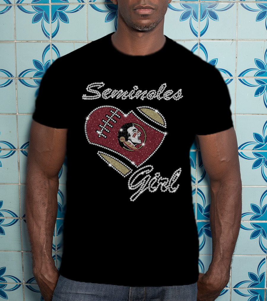 G1003 Florida State Seminoles Girl Football Heart T-Shirt