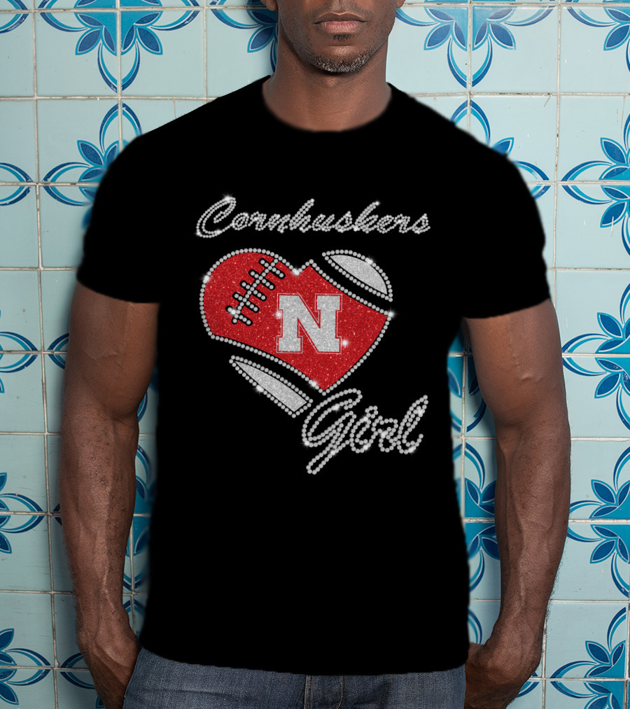 Cornhuskers Girl N Nebraska Football Heart T-Shirt