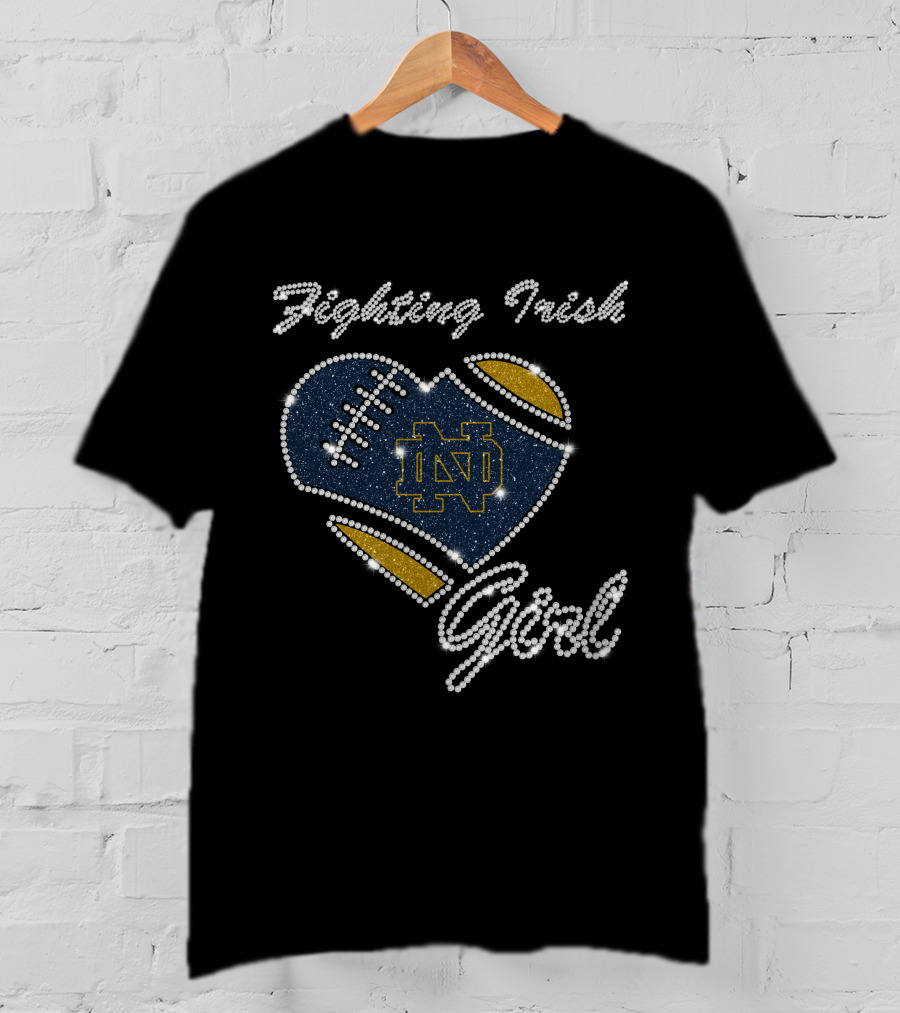 G1003 Notre Dame Fighting Irish Football Heart Girl T-Shirt
