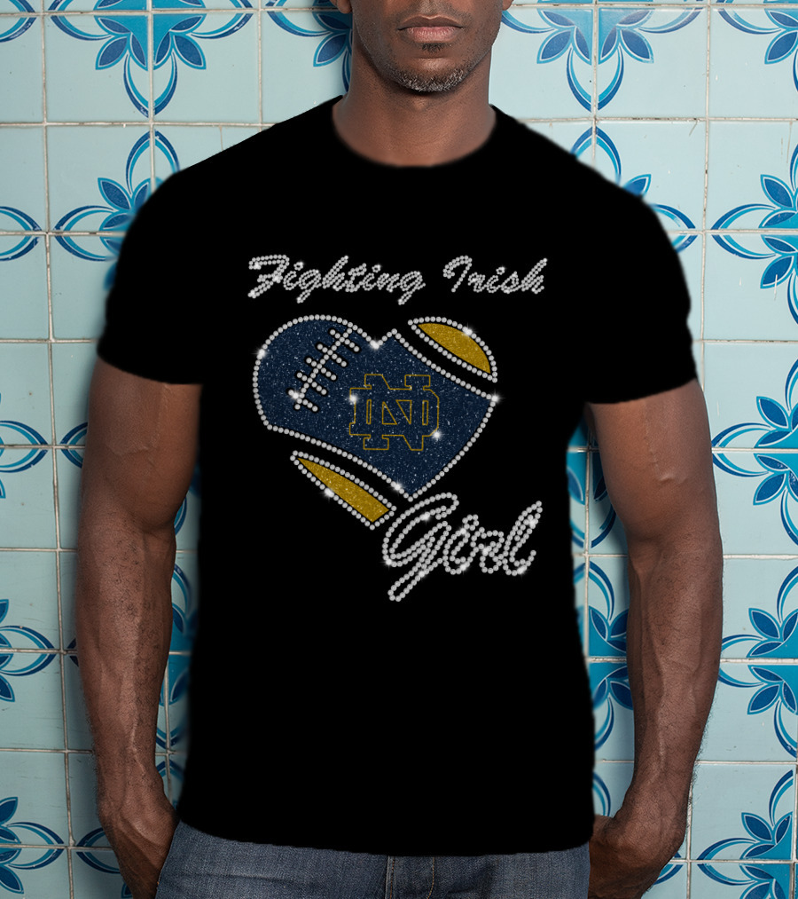 G1003 Notre Dame Fighting Irish Football Heart Girl T-Shirt