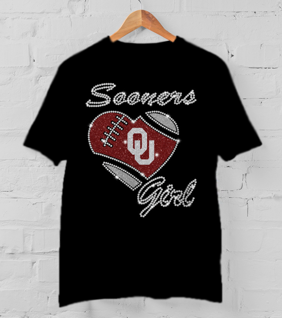 Sooners Girl Ou Football Heart Design G1003 Oklahoma Sooners T-Shirt