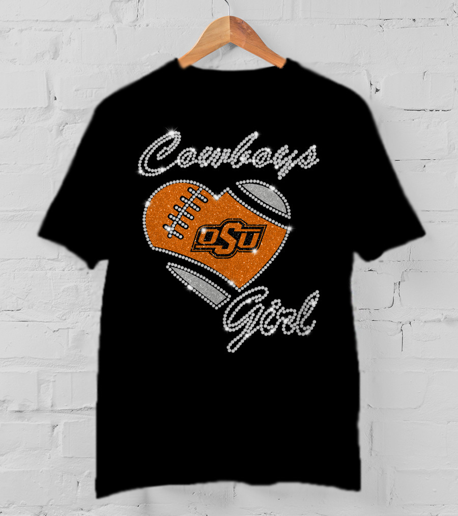 Cowboys Girl Osu Oklahoma State Football Heart T-Shirt