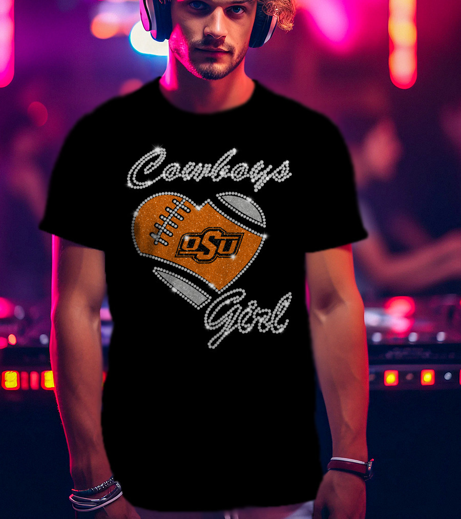 Cowboys Girl Osu Oklahoma State Football Heart T-Shirt