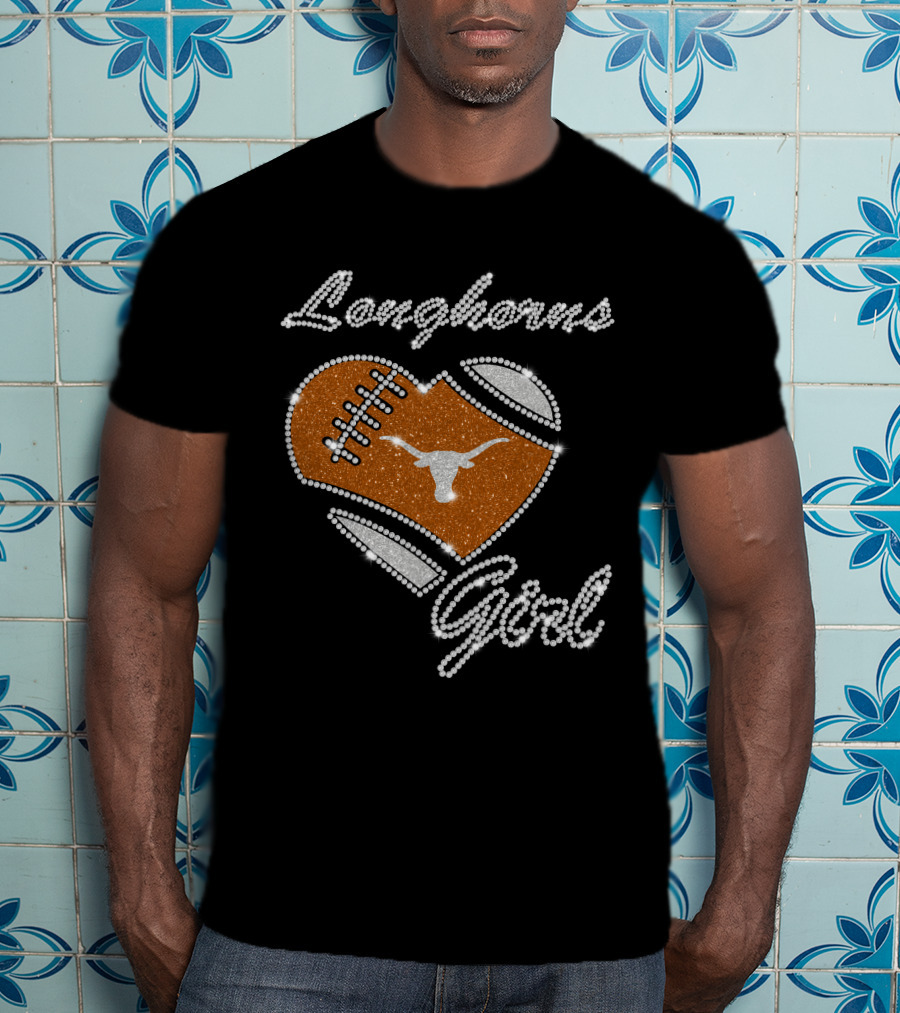Longhorns Girl Heart Football Texas Longhorns T-Shirt