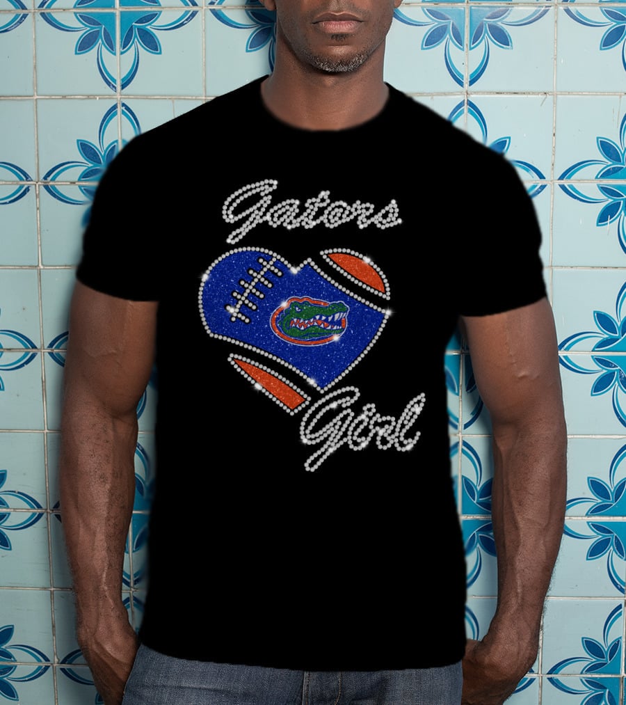 Gators Girl Florida Gators Heart Football Sparkle T-Shirt