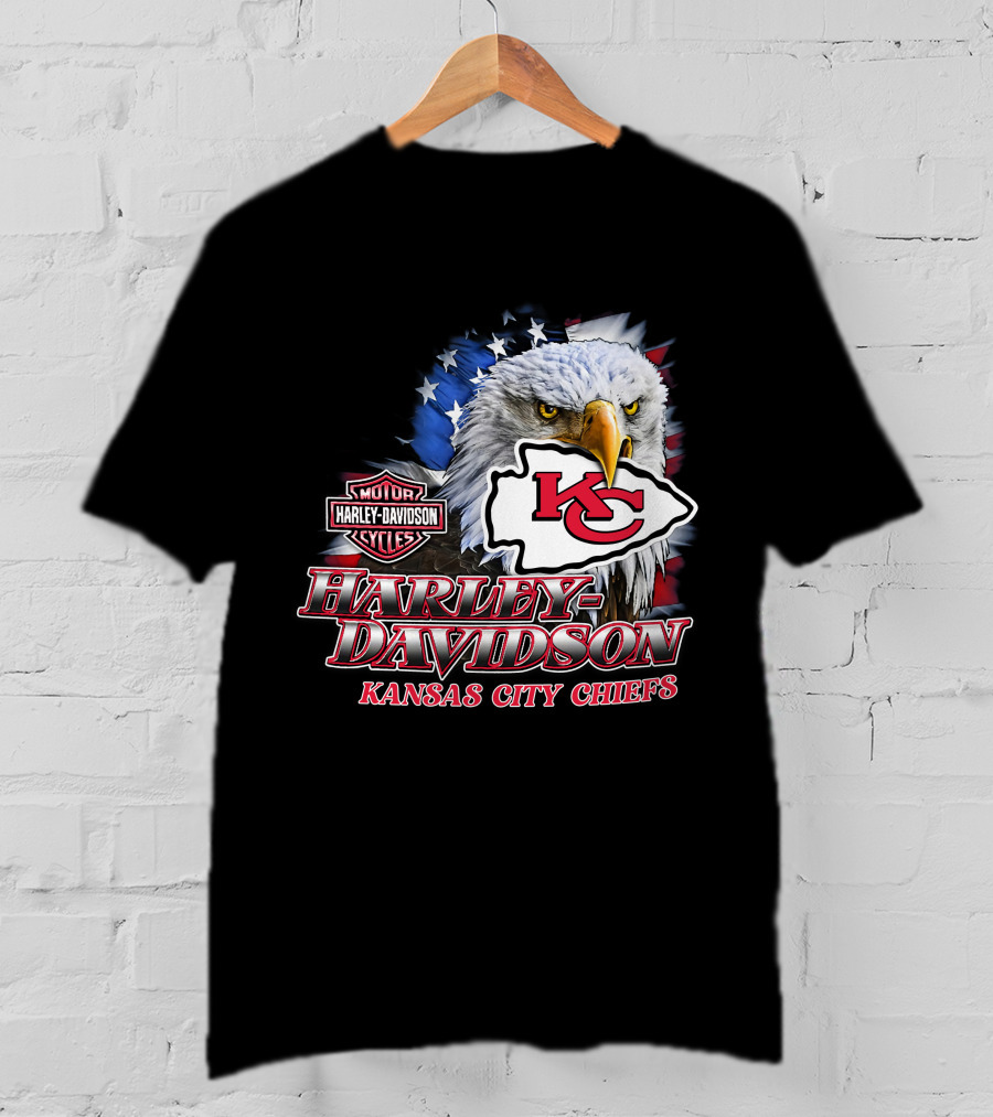 Harley Davidson Kansas City Chiefs Eagle Motorcycle Cycles T-Shirt