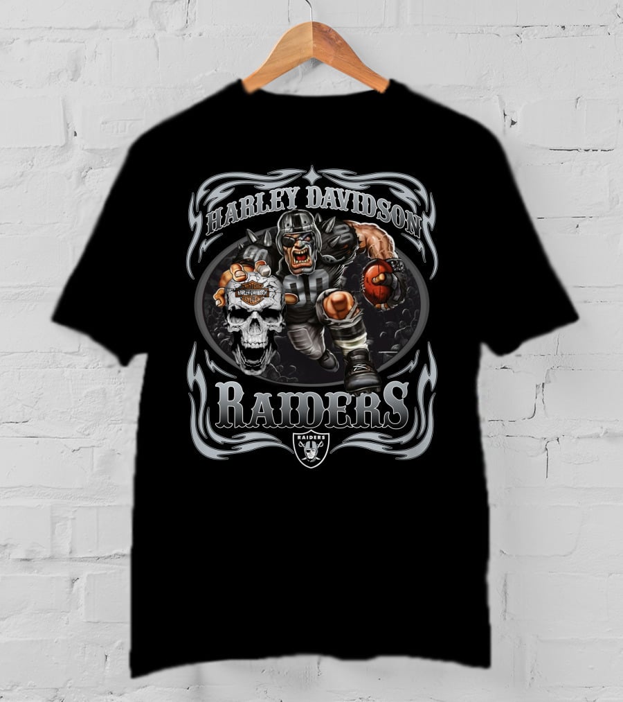 Harley Davidson Raiders Las Vegas Football Skull T-Shirt