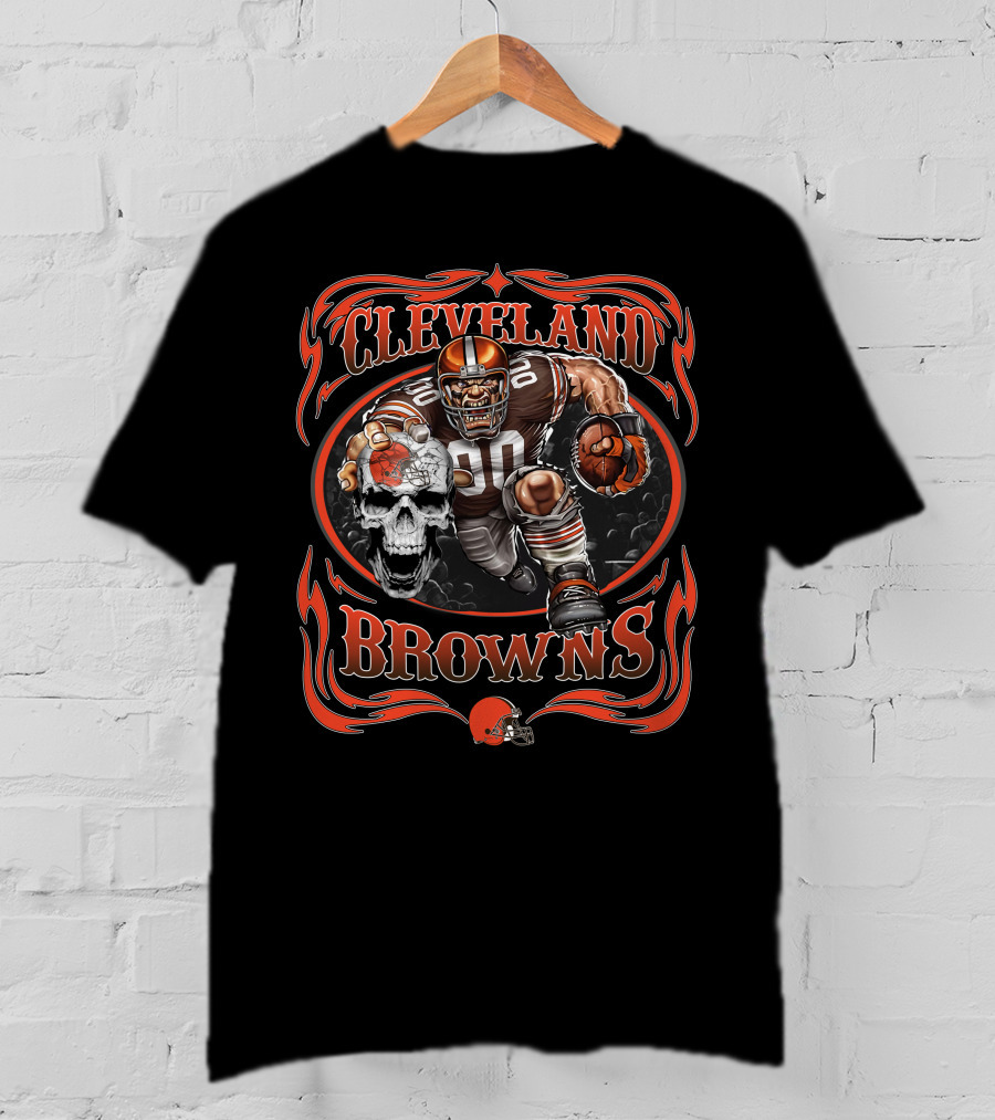 Cleveland Browns Football Player Skull Helmet T-Shirt