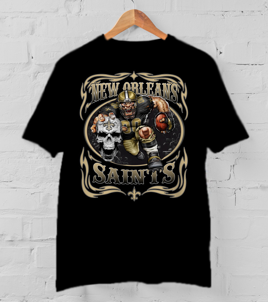 New Orleans Saints Football Skull And Player T-Shirt