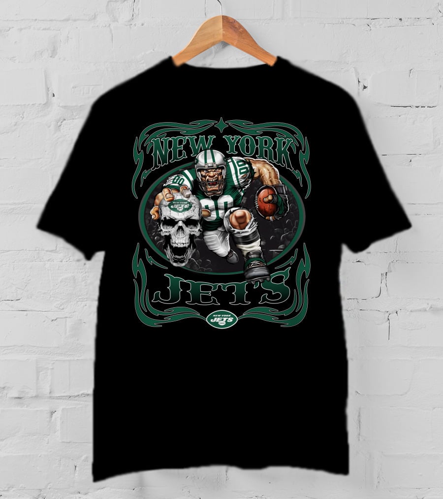 New York Jets Football Warrior Skull Mashup T-Shirt