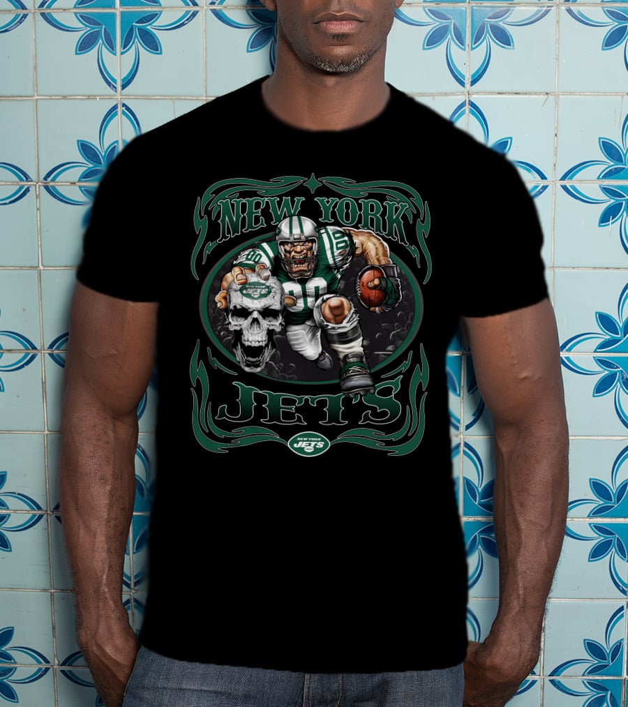 New York Jets Football Warrior Skull Mashup T-Shirt