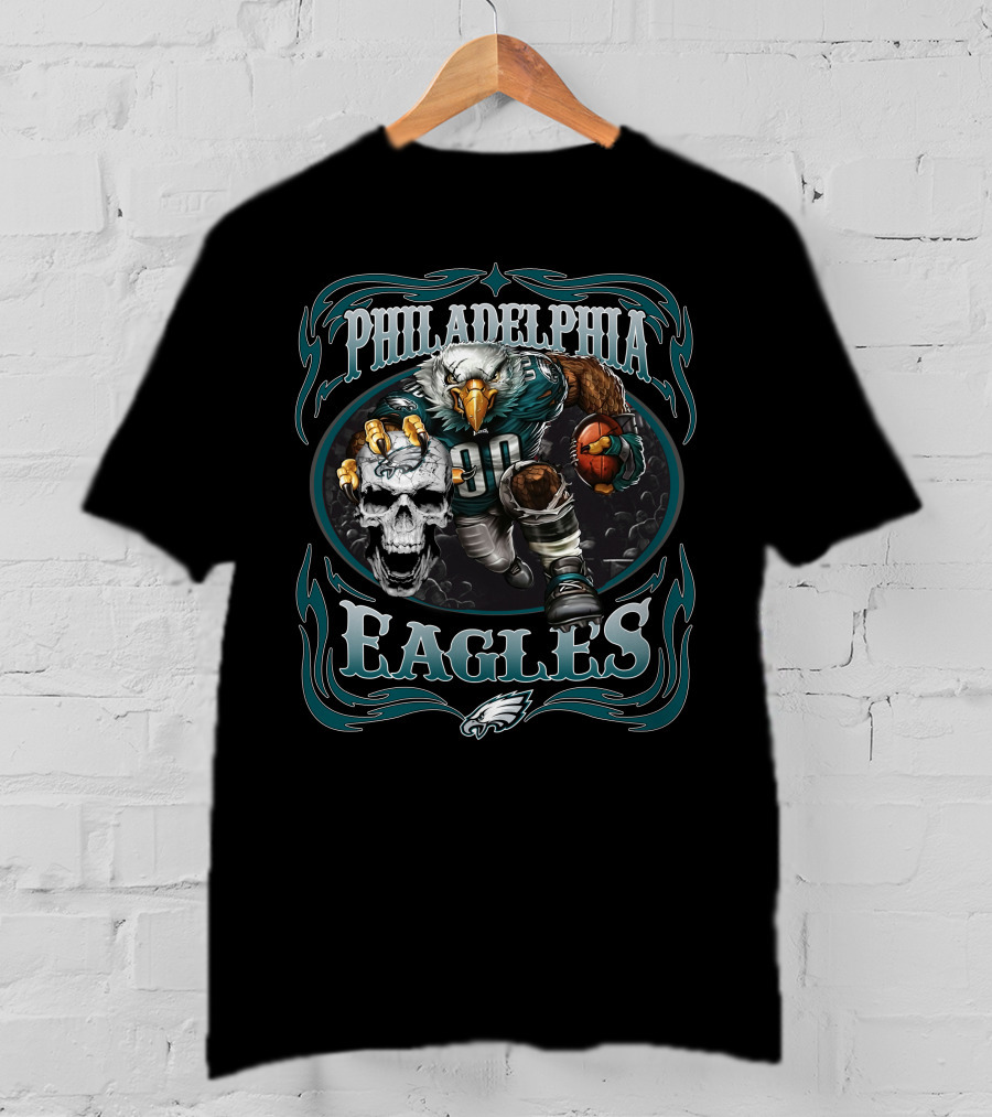 Philadelphia Eagles Fierce Mascot With Skull And Football T-Shirt
