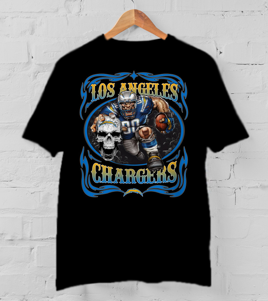 Los Angeles Chargers Football Warrior Skull T-Shirt