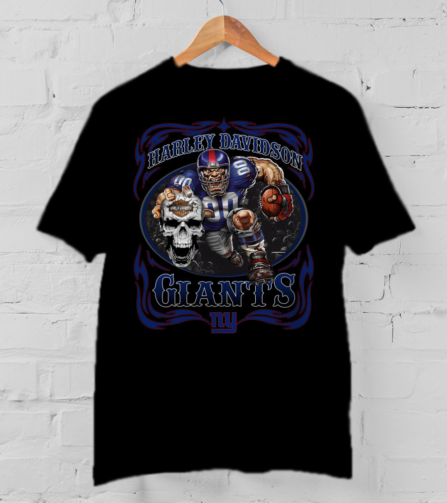 Harley Davidson New York Giants Football Player T-Shirt