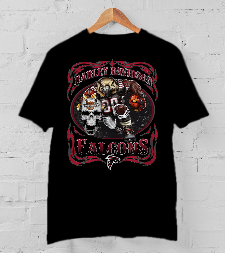 Harley Davidson Atlanta Falcons Football Skull T-Shirt