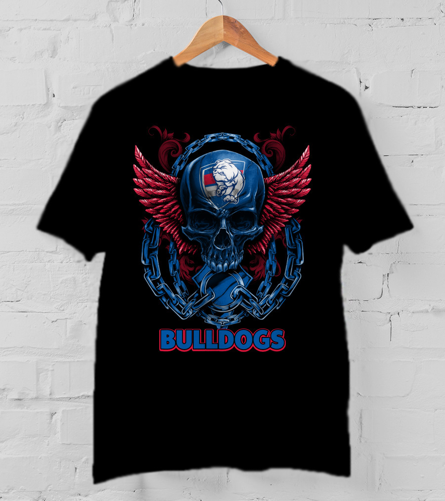 Bulldogs Skull With Winged Chain And Emblem T-Shirt