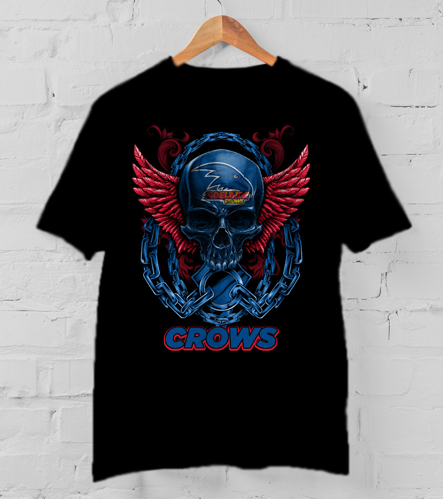 Adelaide Crows Skull With Chains And Wings T-Shirt