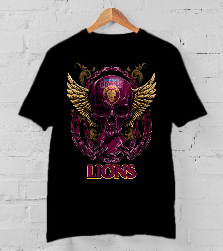 Brisbane Lions Skull Wings And Chains T-Shirt