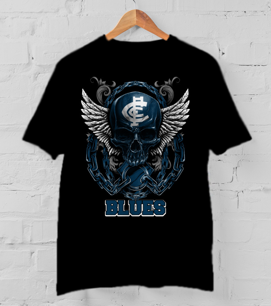 Carlton Blues Winged Skull Chain Emblem T-Shirt