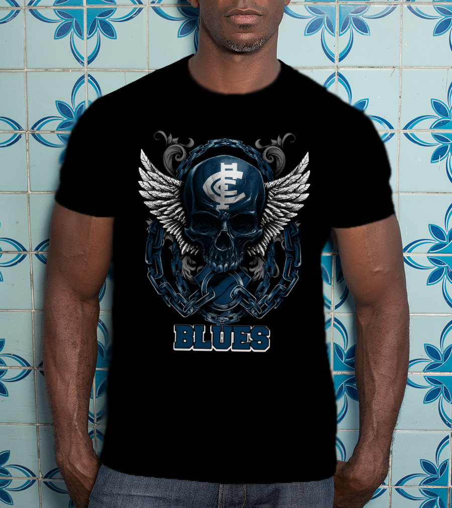 Carlton Blues Winged Skull Chain Emblem T-Shirt