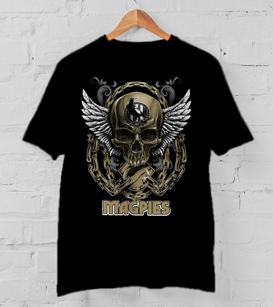 Magpies Skull With Wings And Chains 1892 T-Shirt
