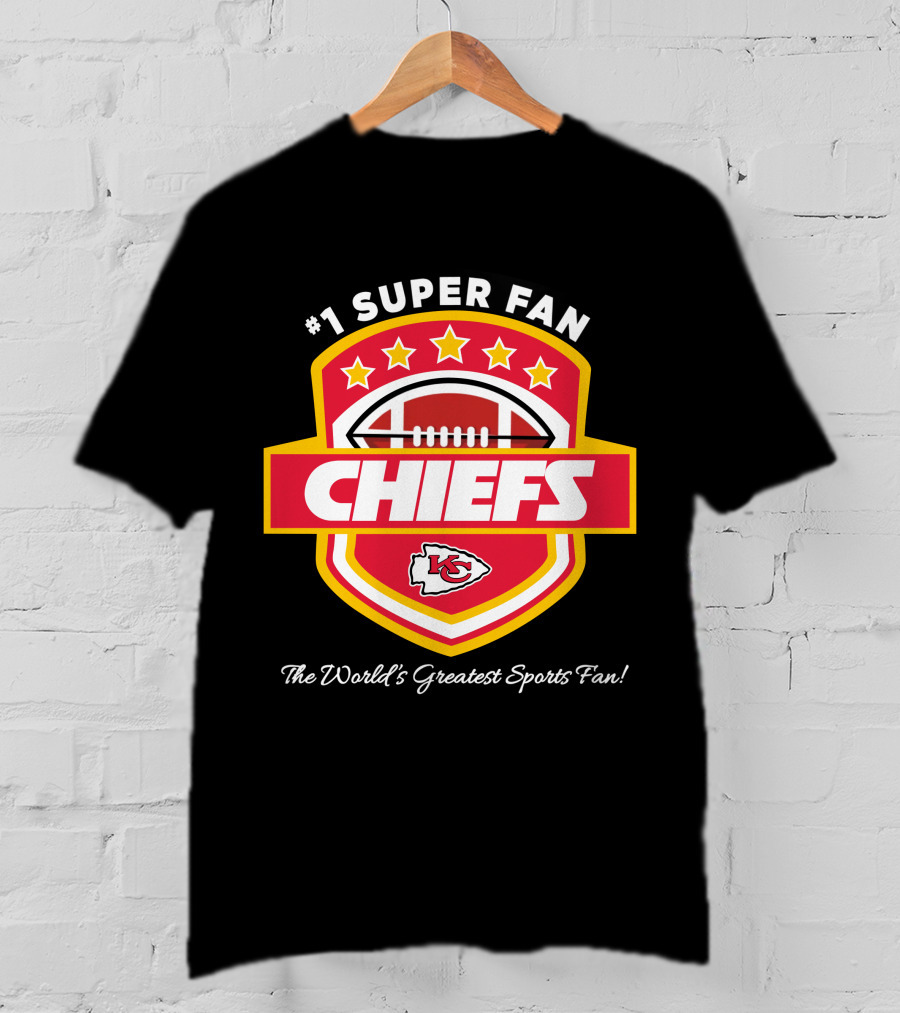 Kansas City Chiefs Football Stars Red Gold Emblem Shield T-Shirt