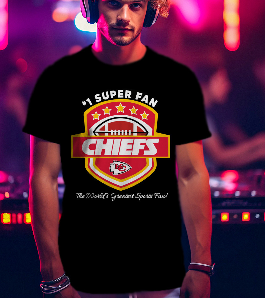 Kansas City Chiefs Football Stars Red Gold Emblem Shield T-Shirt