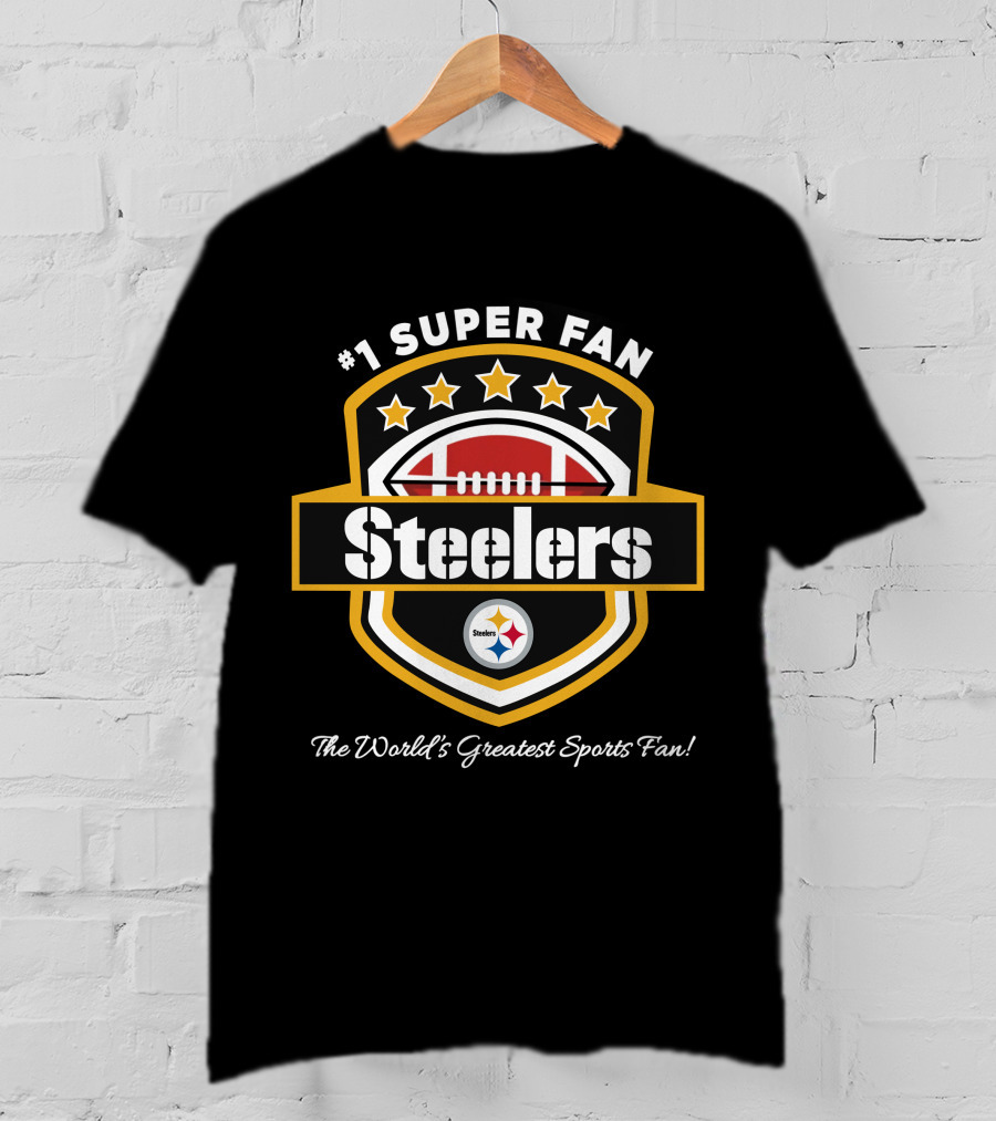 Steelers Football Shield With Stars And Pittsburgh Steelers T-Shirt