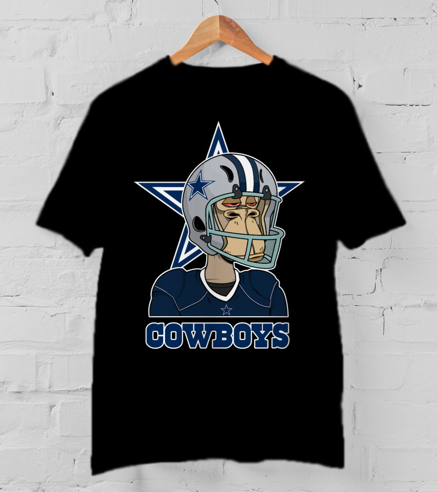 Cowboys Star Helmet Monkey Football Player T-Shirt