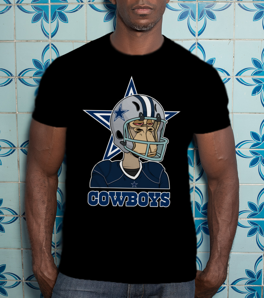 Cowboys Star Helmet Monkey Football Player T-Shirt