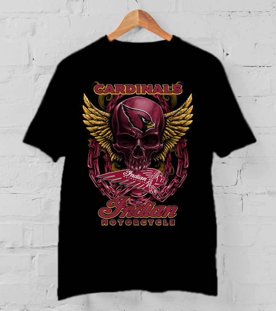 Cardinals Indian Motorcycle Skull Wings T-Shirt