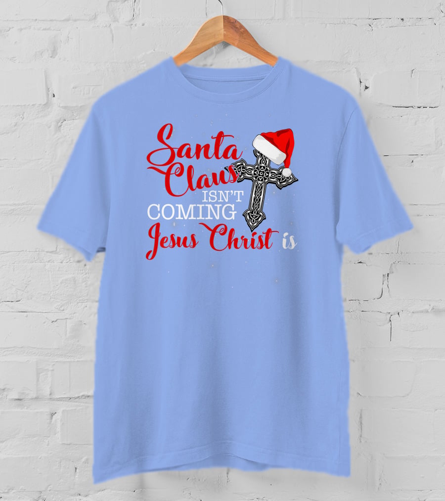 Santa Claus Jesus Christ Cross Christmas Hat T-Shirt