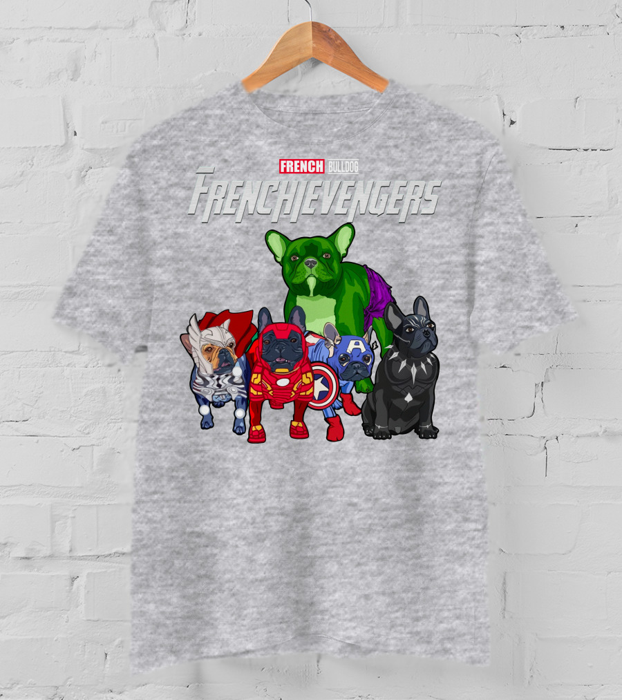 French Bulldog Frenchievengers Superhero Canine Team T-Shirt