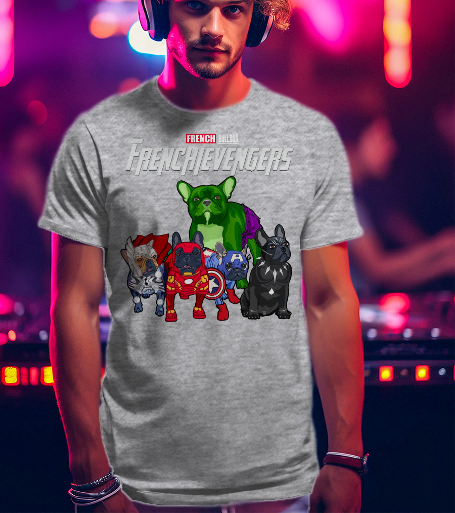 French Bulldog Frenchievengers Superhero Canine Team T-Shirt