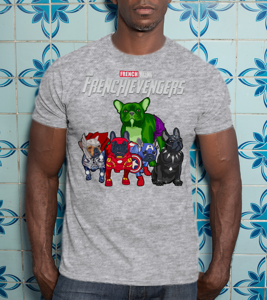 French Bulldog Frenchievengers Superhero Canine Team T-Shirt