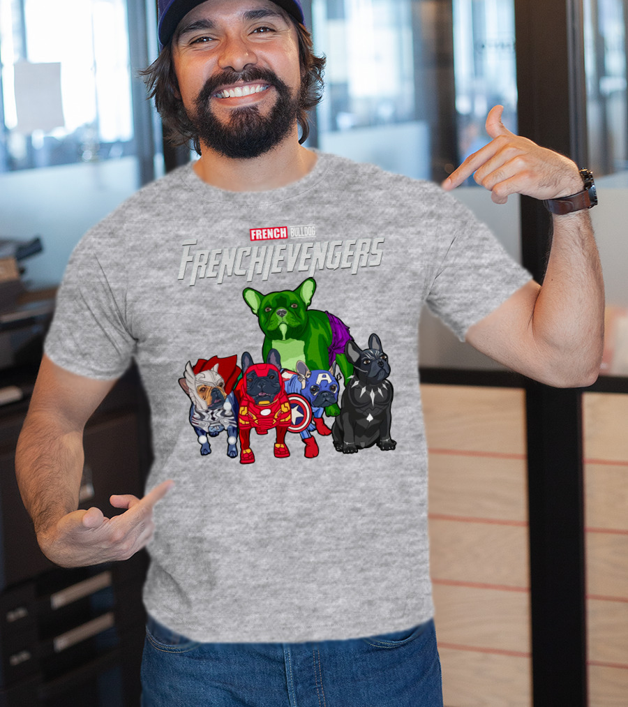 French Bulldog Frenchievengers Superhero Canine Team T-Shirt
