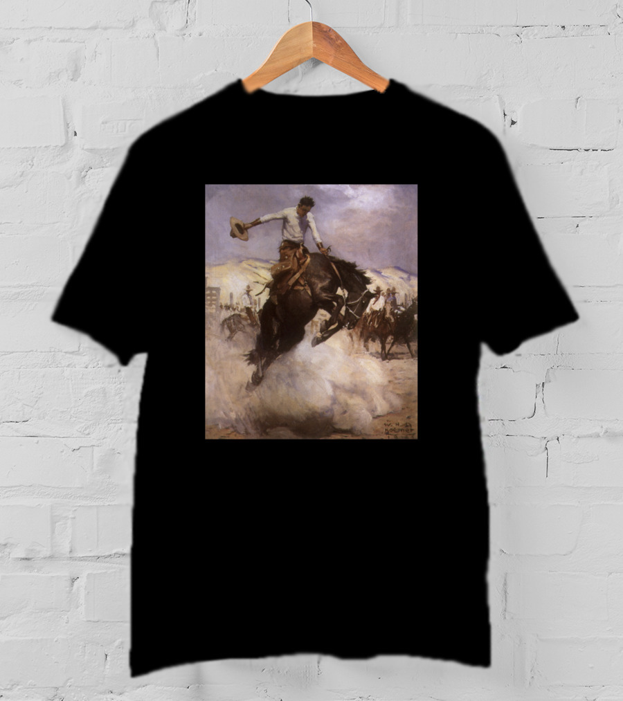 Breezy Riding By Koerner Cowboy Galloping Horse Western T-Shirt