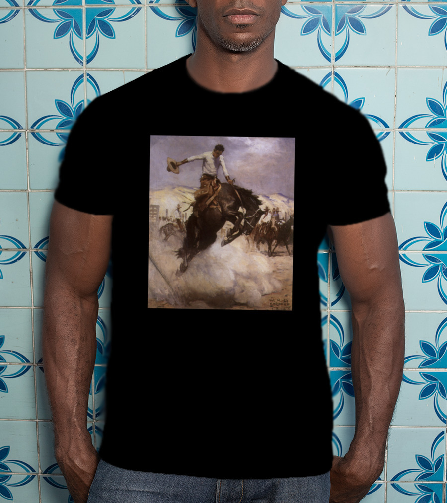 Breezy Riding By Koerner Cowboy Galloping Horse Western T-Shirt