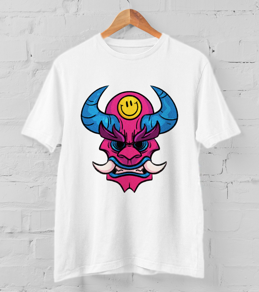 DACREW Oni Mask Smiley Face T-Shirt