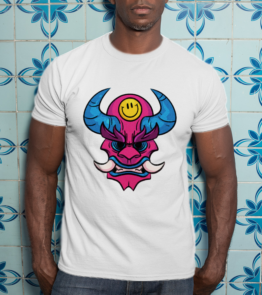 DACREW Oni Mask Smiley Face T-Shirt