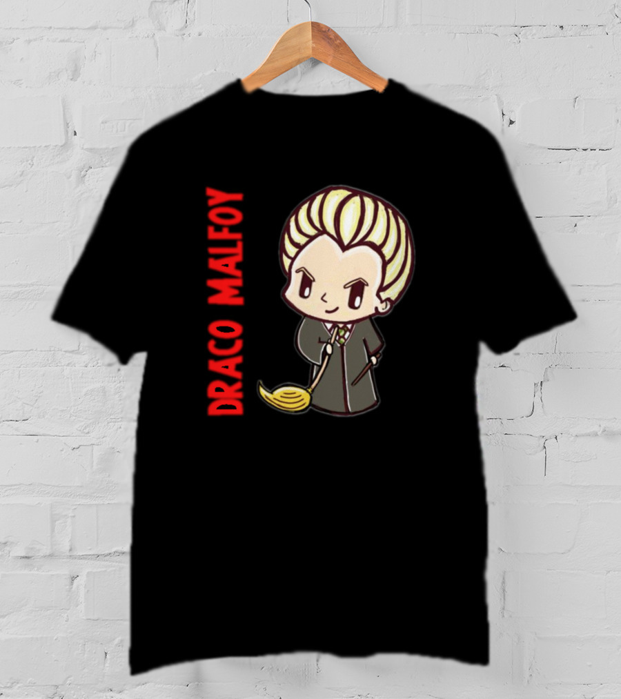 Draco Malfoy Chibi Character With Broom T-Shirt