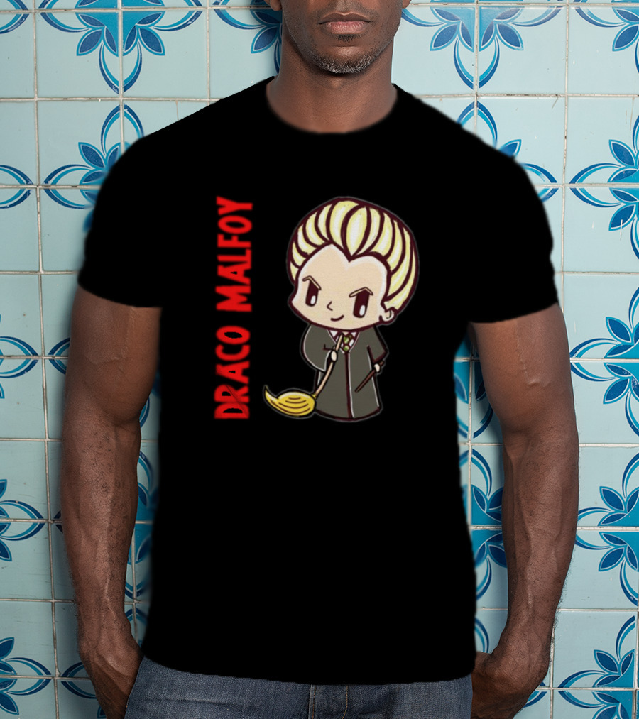 Draco Malfoy Chibi Character With Broom T-Shirt